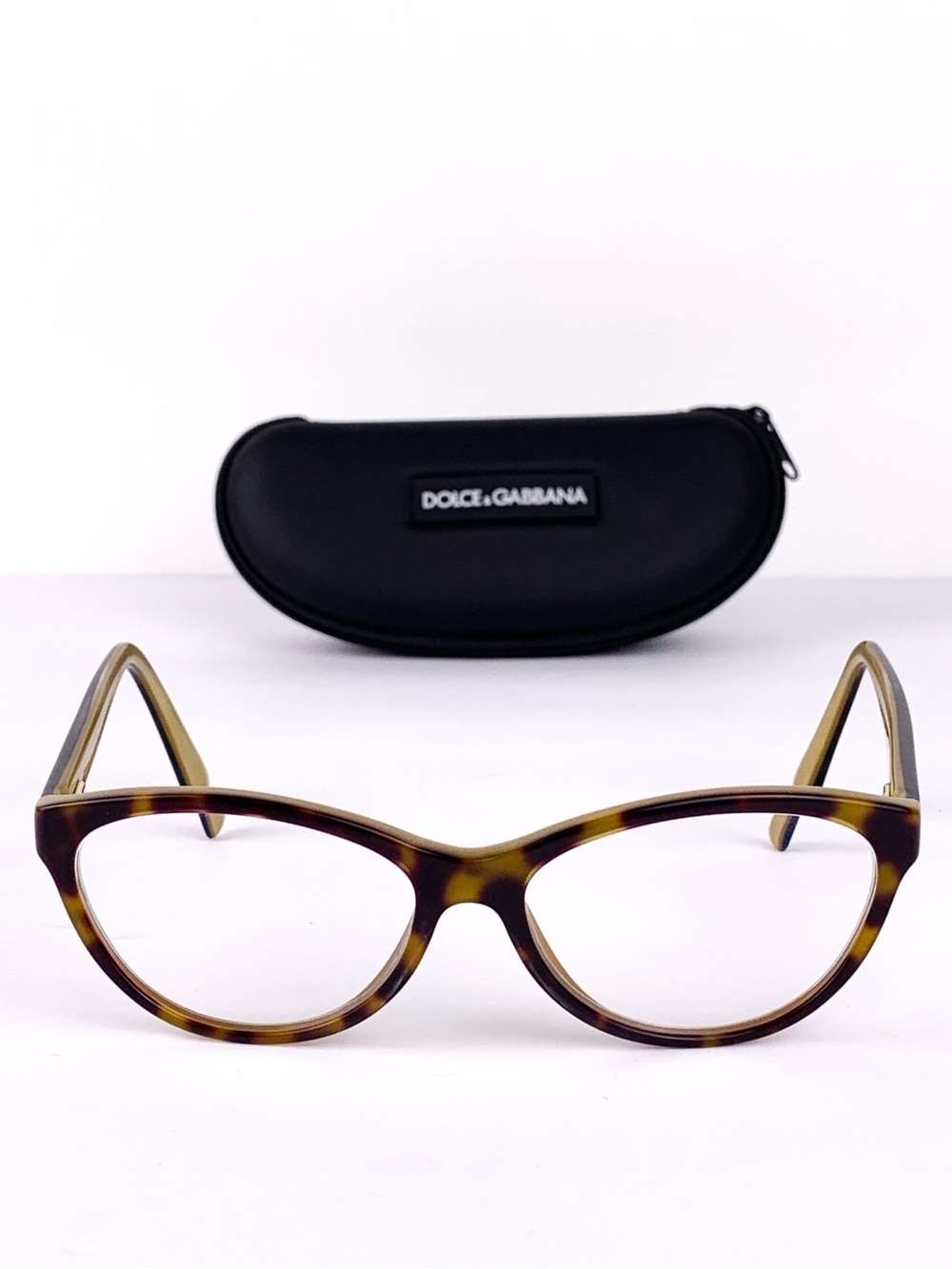 Dolce & Gabbana cat eye glasses frame DG3232 in color 2956 Havana On Gold + case
